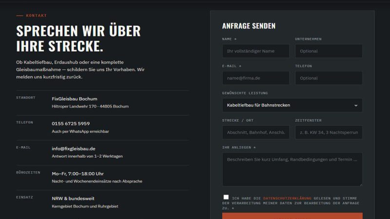 Fix Gleisbau railway infrastructure and track maintenance services in Germany