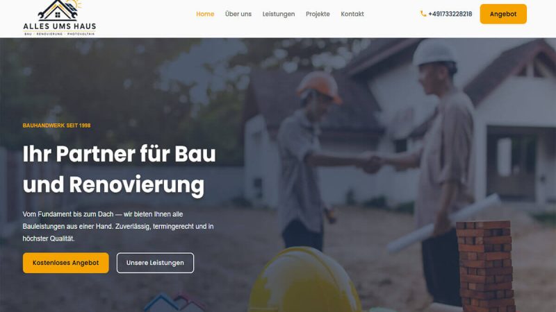 AUHB Bau professional construction website design in Germany