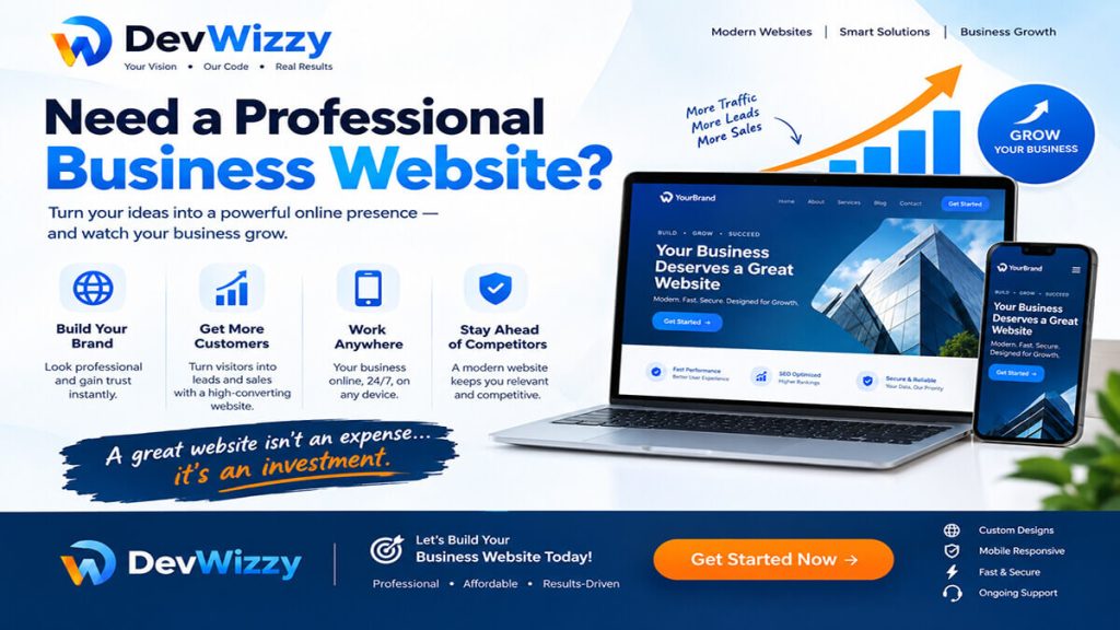 DevWizzy professional business website design for business growth