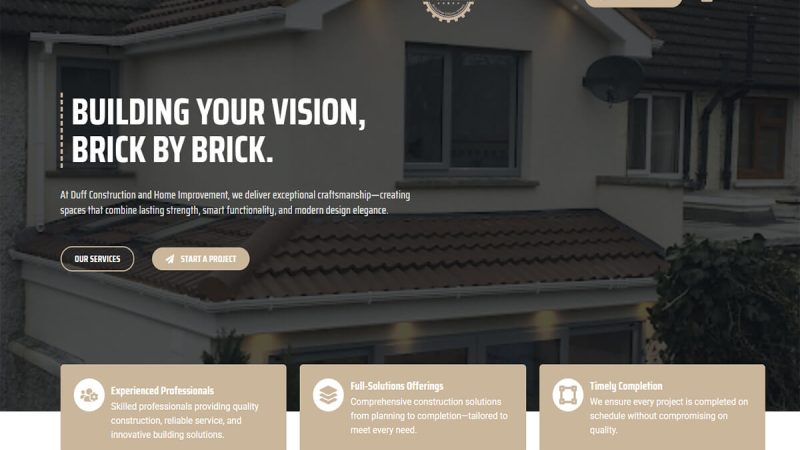 Duff Construction professional website design in Dublin Ireland