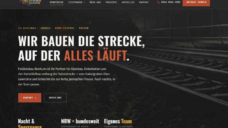Fix Gleisbau railway construction website designed by DevWizzy