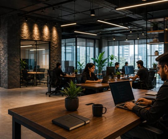 DevWizzy professional web development team working in a modern office